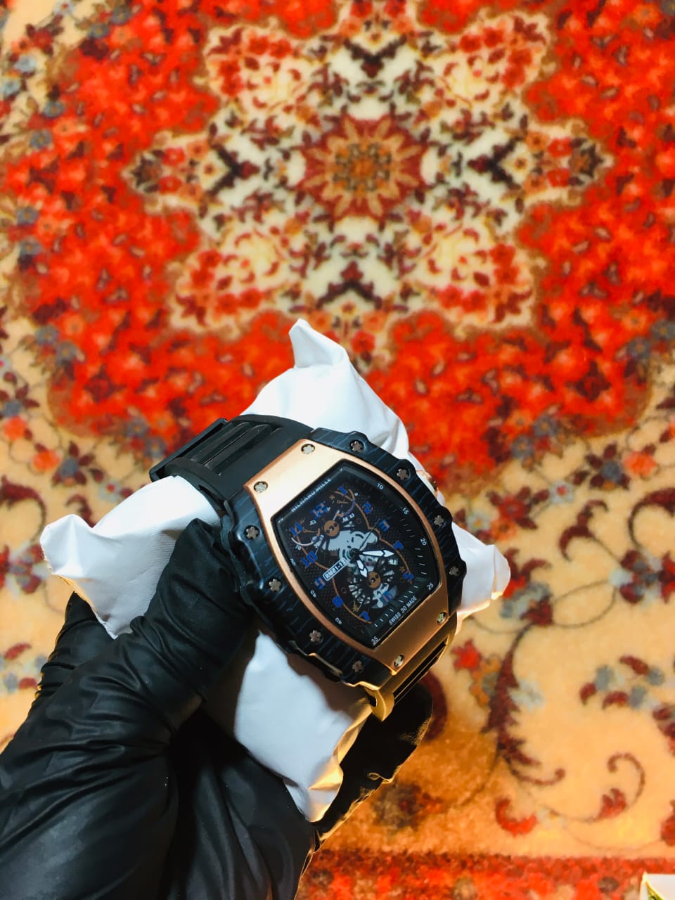 RM30-01 Karan Aujla watch 🔥 Stainless Steel Frame Silicone Strap Date Working