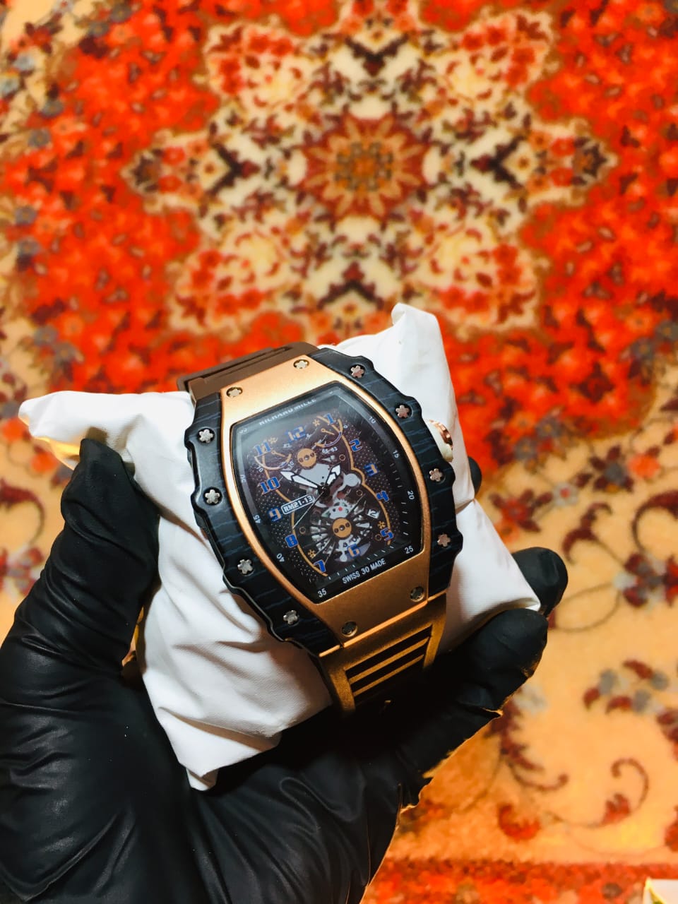 RM30-01 Karan Aujla watch 🔥 Stainless Steel Frame Silicone Strap Date Working